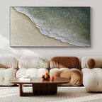 “Green - Beige Textured Coastal” - Beach - Inspired Abstract Painting On Canvas PS0134