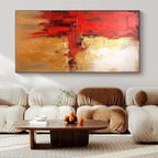 Red, Gold, and Beige, "Fiery Elegance" – Abstract Painting On Canvas PS1021