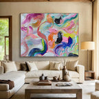 “Rainbow Waves of Joy” Abstract Painting On Canvas DKS292