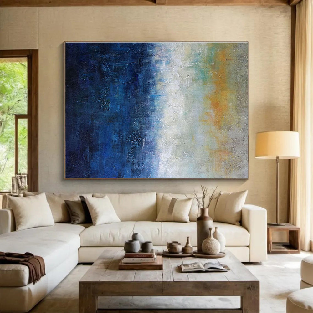 “Blue and Gold Gradient” - Abstract Oil Painting On Canvas DKS854