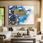 “Blue - Gold Fluid Abstract” Abstract Painting On Canvas DKS167