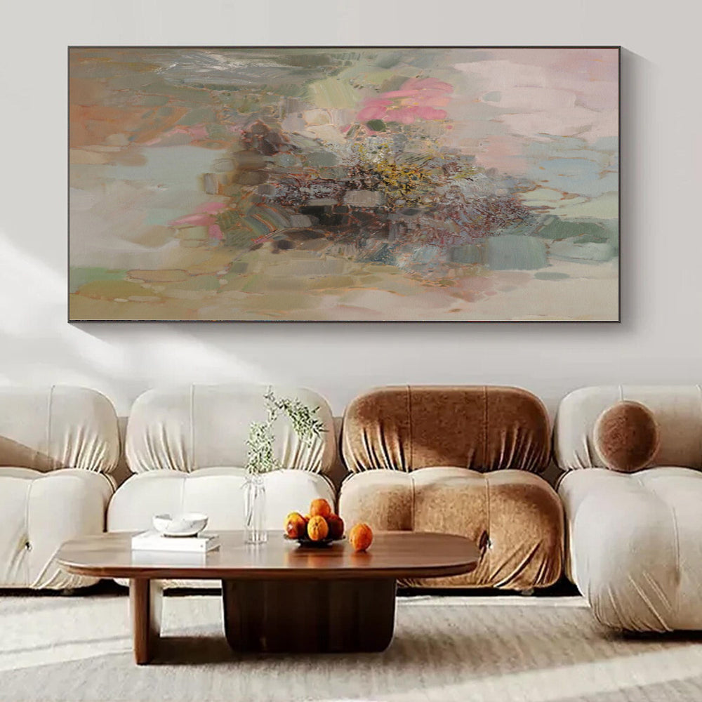 Pink, Green, Blue and Purple with Soft Floral Hints "Blossom Dream" Abstract Painting On Canvas PS1167