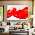 “Dynamic Red Abstract Wave” - Abstract Painting On Canvas DKS569