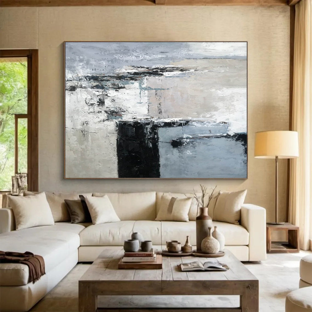 “Neutral Tones Abstract Geometry” - Subtle Abstract Painting On Canvas PT152