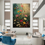 “Colorful Wildflower Meadow” - Floral, Impressionistic Painting On Canvas PT1554
