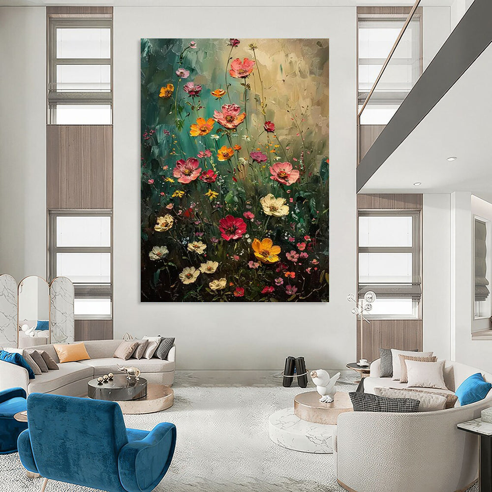 “Colorful Wildflower Meadow” - Floral, Impressionistic Painting On Canvas PT1554