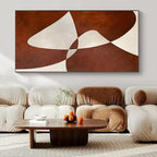 Brown and White with Intertwined Shapes "Elegant Entanglement" Abstract Painting On Canvas PS1114