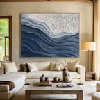 “Textured Blue - White Flow” - Textured Abstract Painting On Canvas PS0425