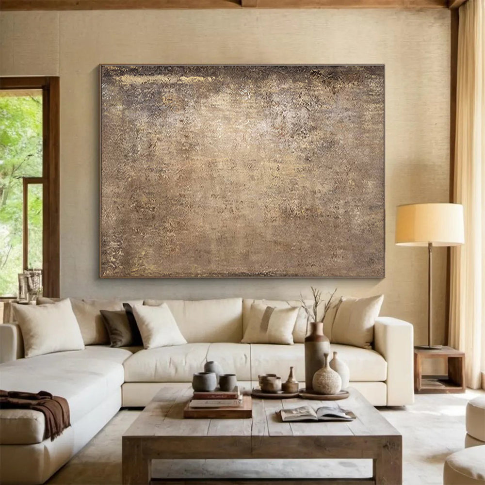 “Brown Textured Abstract” - Textured Abstract Painting, Great for Industrial - Style Room & Den DKS602