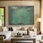 “Teal - Tinted Textured Abstract” - Textured Abstract Painting, Perfect for Bathroom & Coastal - Style Room DKS600