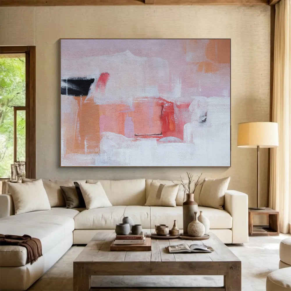 “Soft Pink Abstract Shapes” - Pastel Abstract Painting On Canvas PS0221