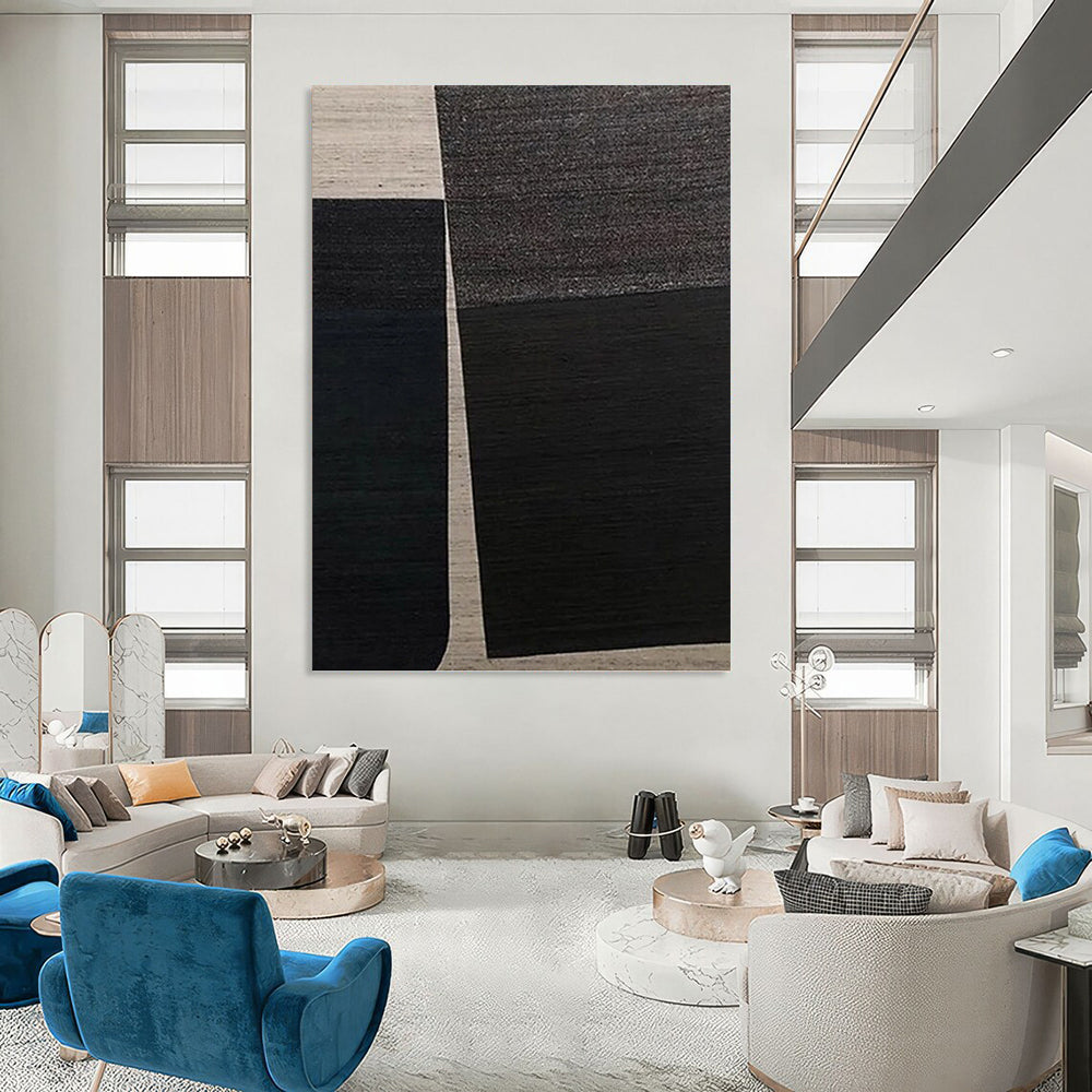 “Black - Grey Abstract Squares” - Bold Abstract Painting On Canvas PT1114