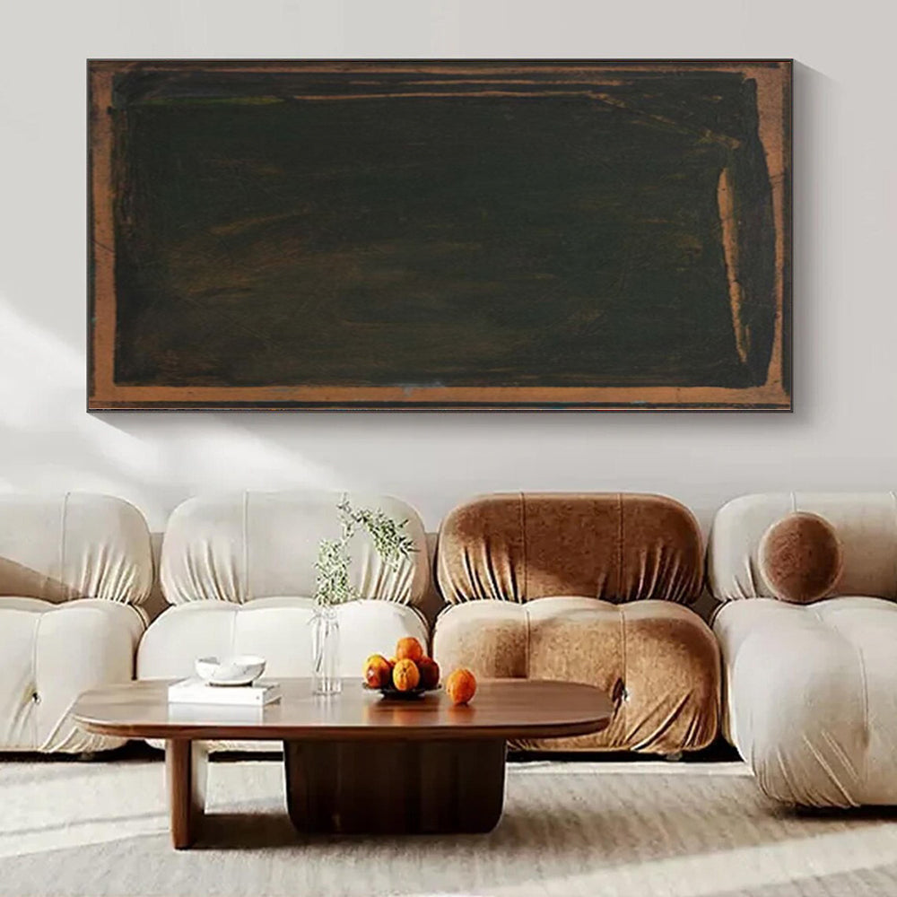 “Dark Green - Brown Framed” - moody Abstract Painting On Canvas PS0150