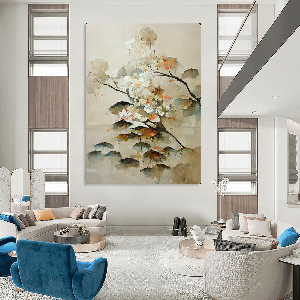 Ethereal Blooms Soft - Hued Floral Watercolor, Painting On Canvas PT2154