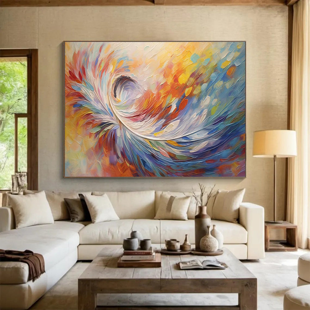 “Colorful Impasto Swirl” - Impasto Abstract Painting On Canvas DKS870