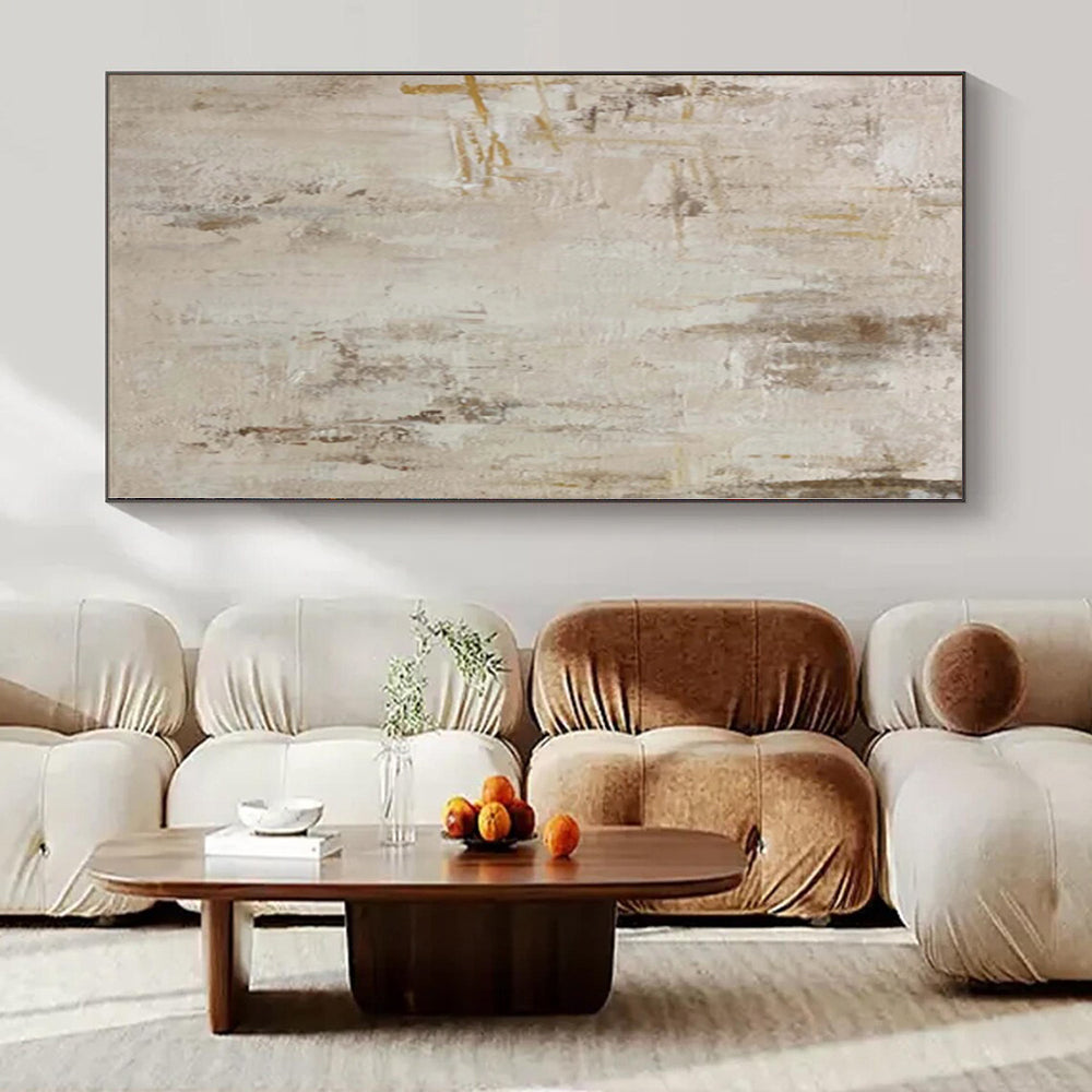 “Beige - Gray Textured Minimalist” - Calm Abstract Painting On Canvas PS0135