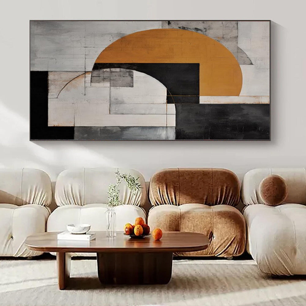 Interlocking Geometric Forms in Neutral Tones "Neutral Harmony" Abstract Painting On Canvas PS1207