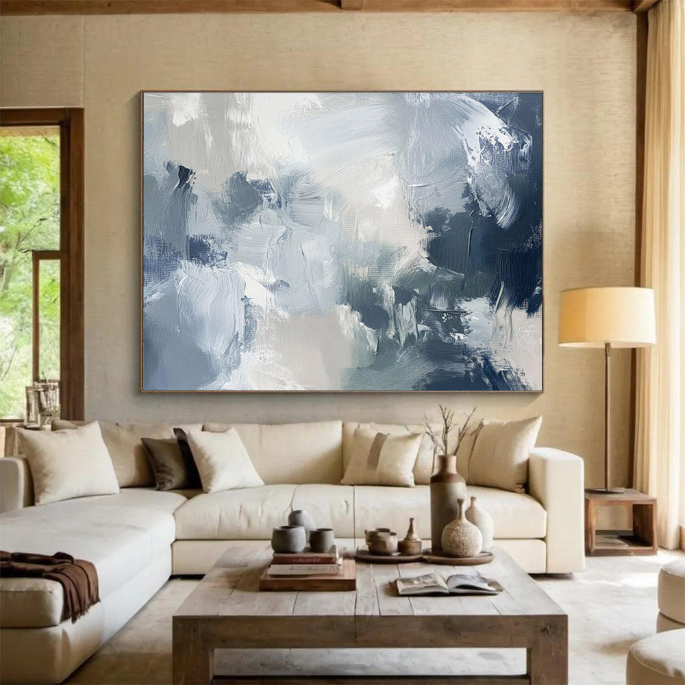 “Blue - Grey Abstract Clouds” Abstract Painting On Canvas DKS237