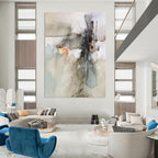 “Delicate Lines: Neutral Tones Abstract” - Subtle Watercolor Art On Canvas PT0950