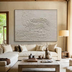 “Textured White Curved Lines” - White, Light - colored Abstract Textured Painting PS0596
