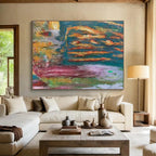 Colorful Abstract Waterscape - Impasto - style Painting On Canvas DKS371