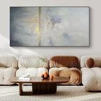 Gray, White, Gold with Subtle Layers "Misty Morning" Abstract Painting On Canvas PS1398