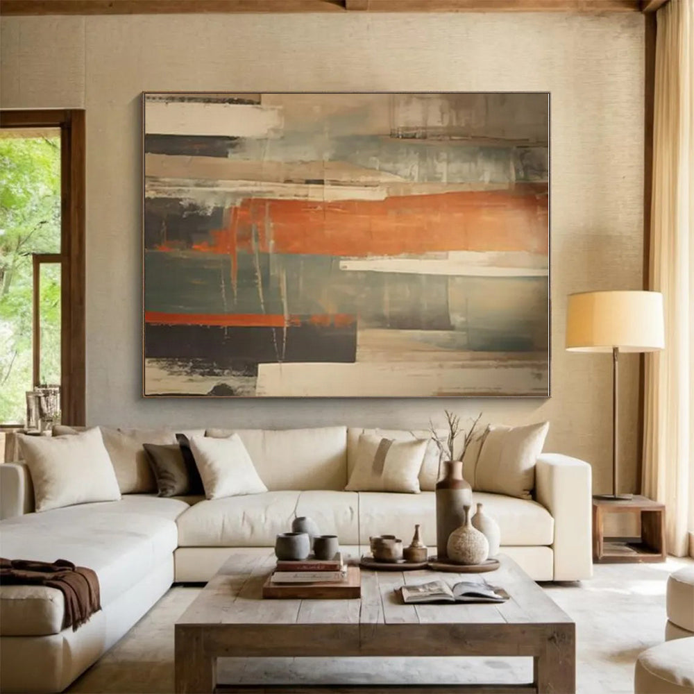 Brown, Orange, Gray Subtle Layers “Earthy Rhythms” - Painting On Canvas PS0813