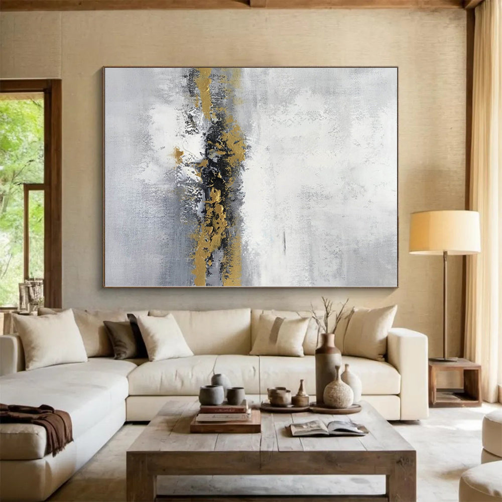 “Grey - Gold Abstract Horizon of Dreams” Painting On Canvas PS0380