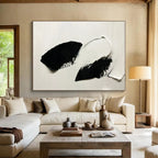 “Bold Black - White Strokes” - Black, White Abstract Minimalist Painting On Canvas PS0710