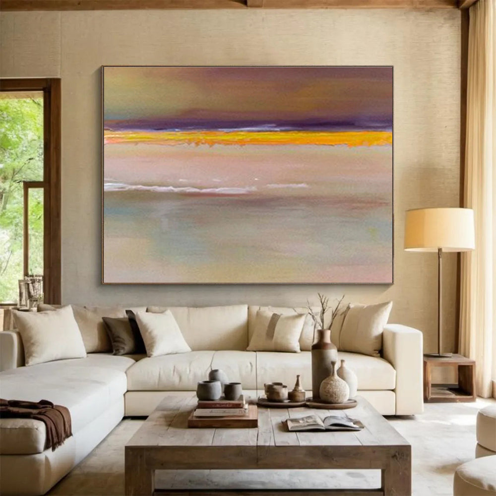 Minimalist Color Block Horizon - Simplistic Landscape Painting On Canvas DKS373