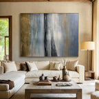 Calm Blue - Gray Seascape, "Silent Shores" – Abstract Landscape Painting On Canvas PS0908