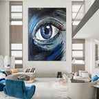 “Expressive Blue Eye Portrait” - Impressionistic Oil Painting On Canvas PT2187