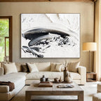 “Subtle Black - White Abstract Swirls” - Minimalist Abstract Painting On Canvas PS0242