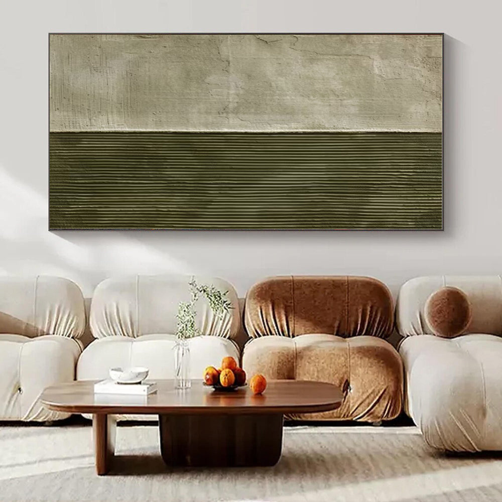 Gray, Green with Split Textures "Dual Textures" Abstract Painting On Canvas PS1383