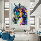 “Rainbow - Colored Horse” - Expressionist Animal Painting On Canvas PT2239