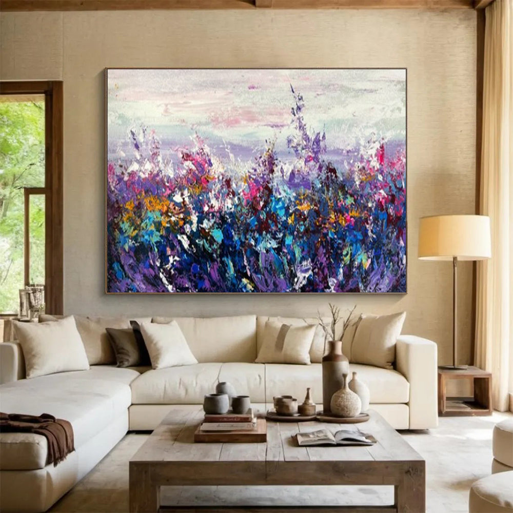 “Purple - Hued Wildflower Field” - Impressionistic - Colors Painting On Canvas PT1530