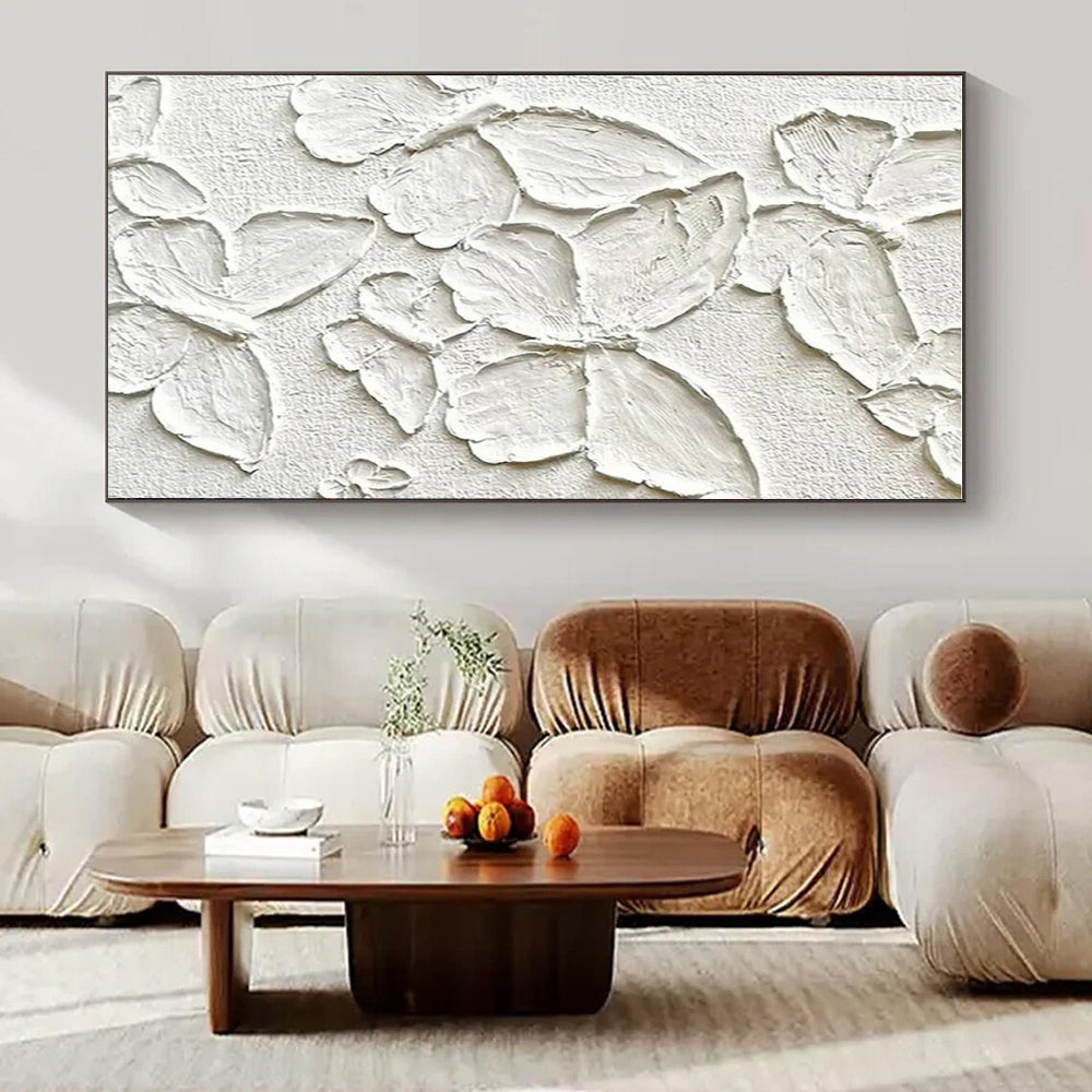 White with Textured Butterflies "Whimsical Wings" Abstract Painting On Canvas PS1468