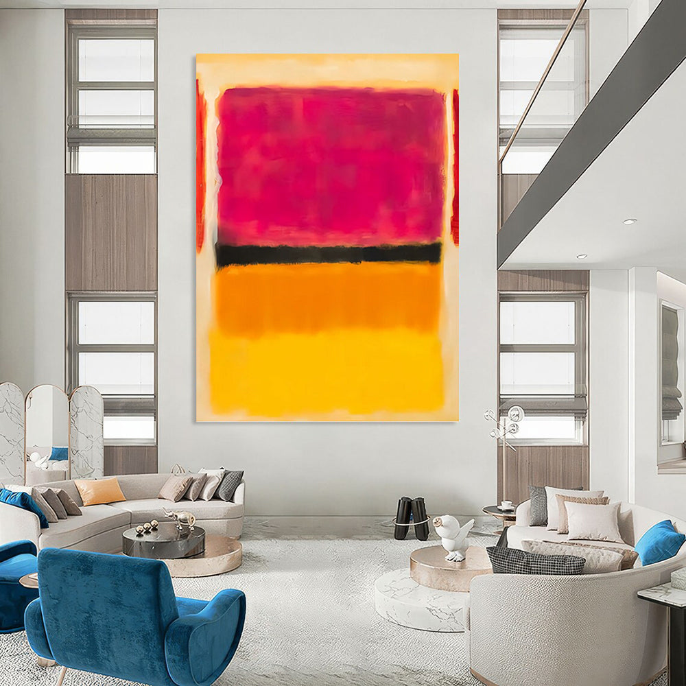 “Pink - Black - Yellow Color Blocks” - Color - Field, Dynamic - Styled Painting On Canvas PT1609