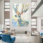 “Colorful Floral Deer” - Whimsical Pop - Art Painting On Canvas PT2209