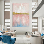 “Pink and Gold Abstract” - Minimalist Abstract Painting On Canvas PT2288