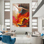 “Flamenco Dancer in Colorful Dress” - Vivid Oil Painting On Canvas PT2178