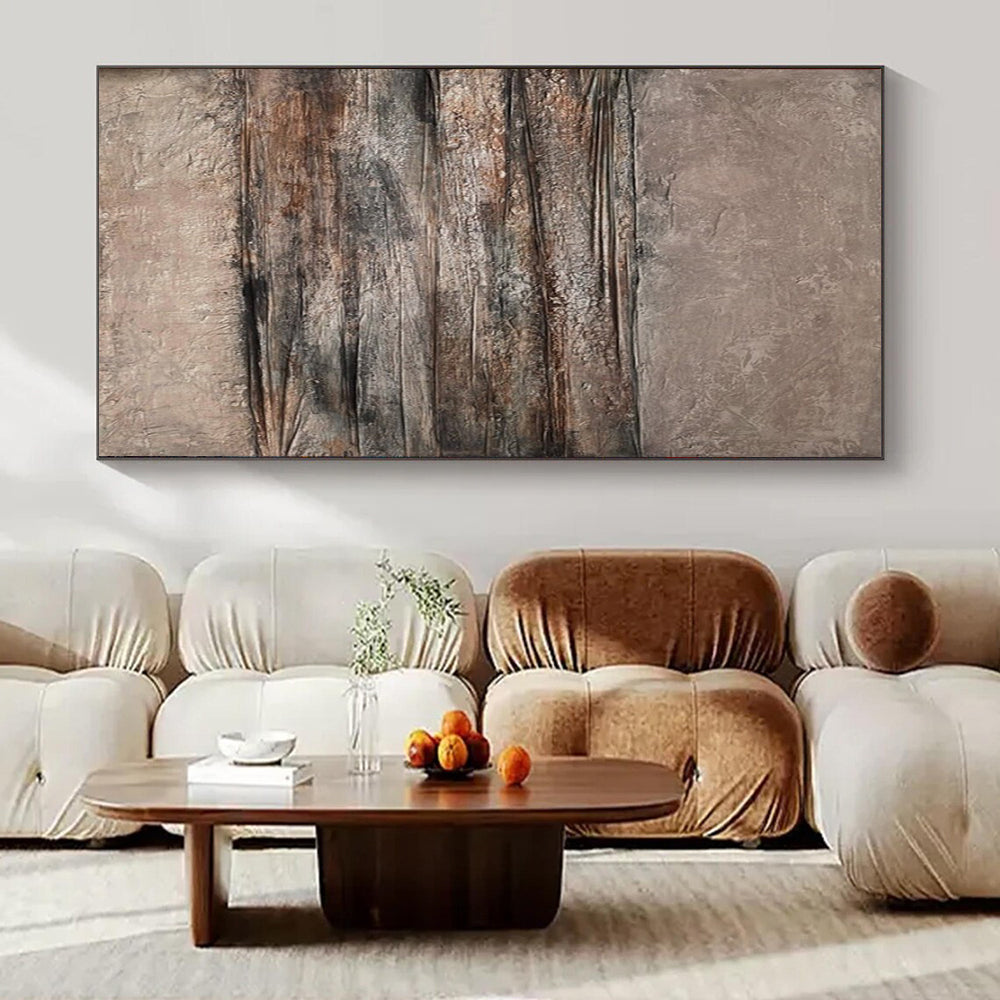 Brown and Gray Textured, "Rustic Strata" – Textured Abstract Painting On Canvas PS0968