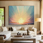 Radiant Dawn - Abstract Sunrise Oil Painting, Perfect for Studio & Lounge DKS665