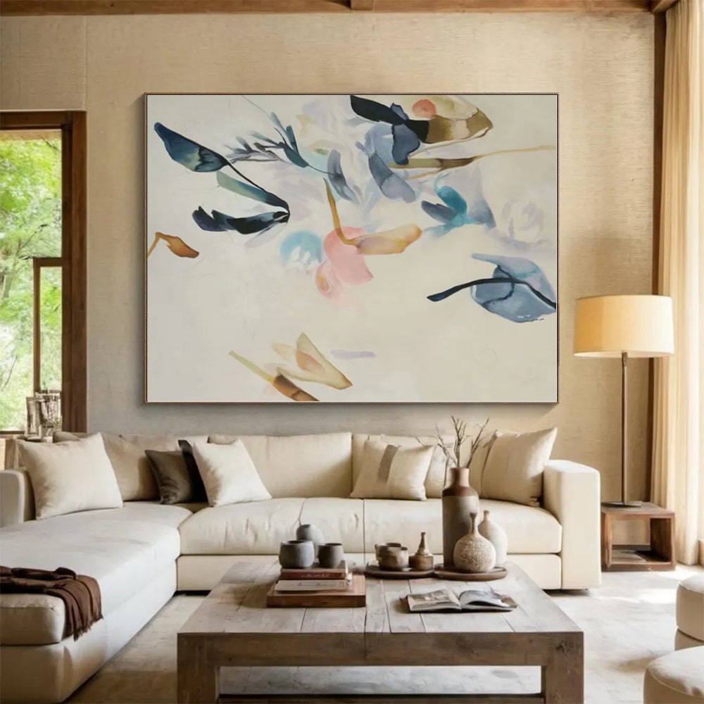 “Pastel Floral Flow” - Blue, Pink, Purple Abstract Painting On Canvas PS0456