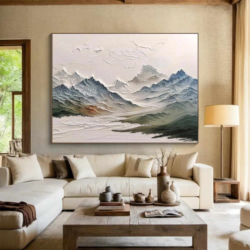 “3D Textured Mountain Range” - Sculptural Landscape Painting On Canvas DKS462