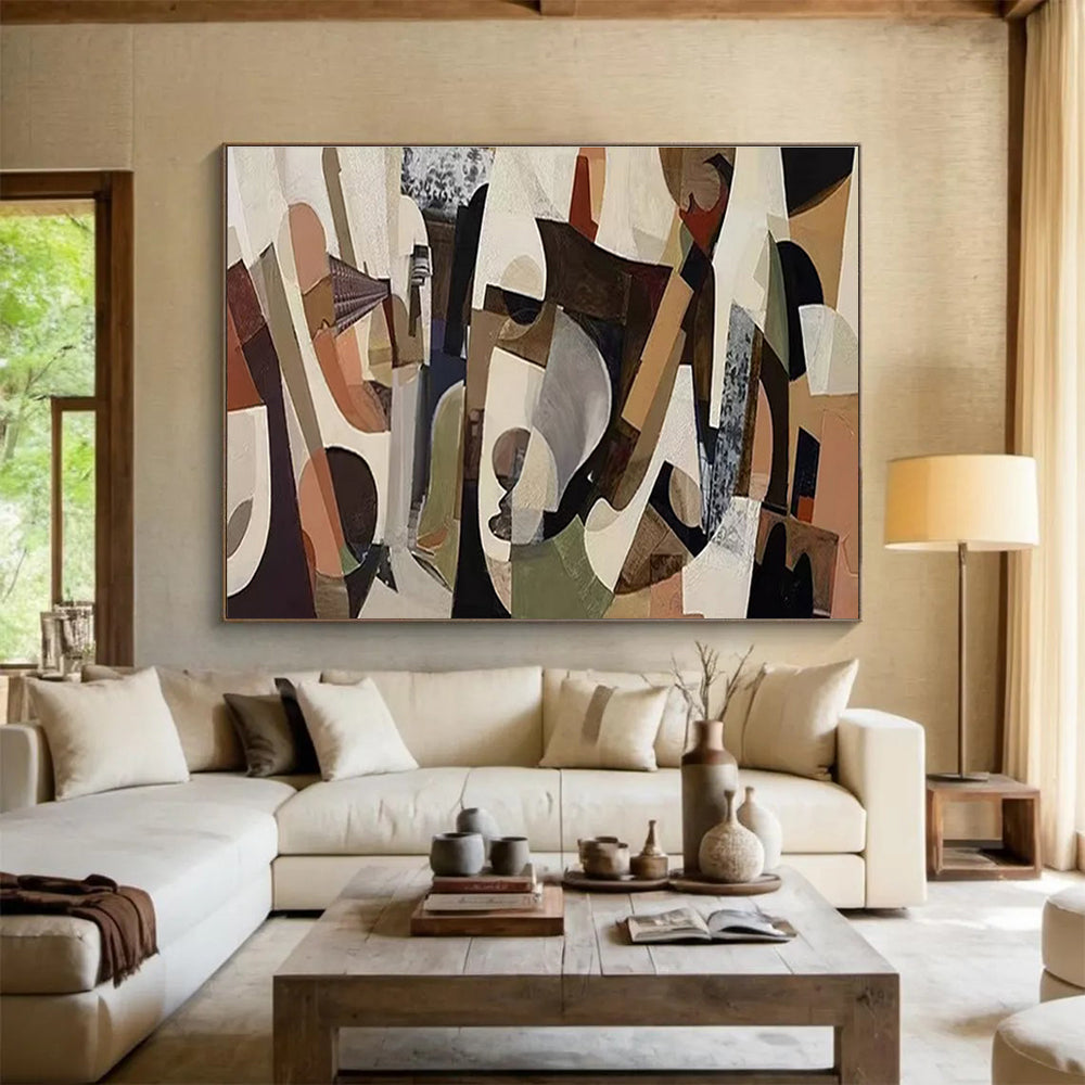 “Geometric Cubist Abstract” - Cubist Abstract Painting, Ideal for Art Gallery & Modern Living Room DKS621