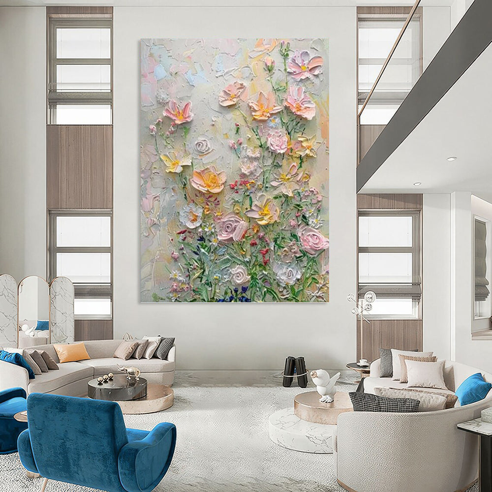 “Colorful Floral Impasto” - Impressionist - Inspired Floral Painting On Canvas PT1384