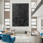 “Black Textured Pattern” - Minimalist Abstract Painting On Canvas PT2361