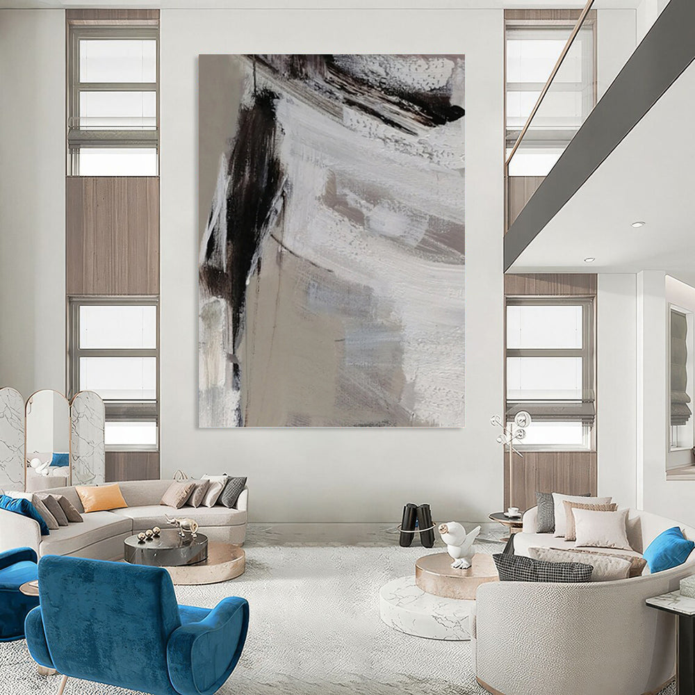 “Grey - White Textured Abstract” - Minimalist Abstract Painting On Canvas PT1304