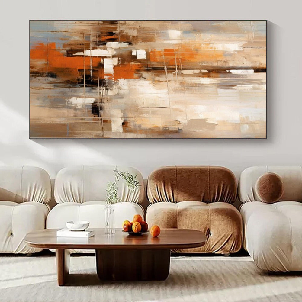 Earthy Tones with Abstract Layers "Earthy Mosaic" Abstract Painting On Canvas PS1258